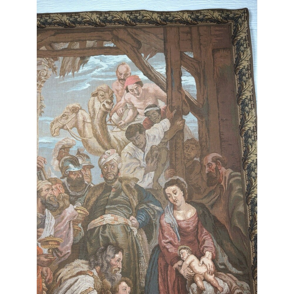 VTG PP Rubens Adoration of the Magi Belgian Jacquard Woven Wall Tapestry 43"x29" - Picture 7 of 16
